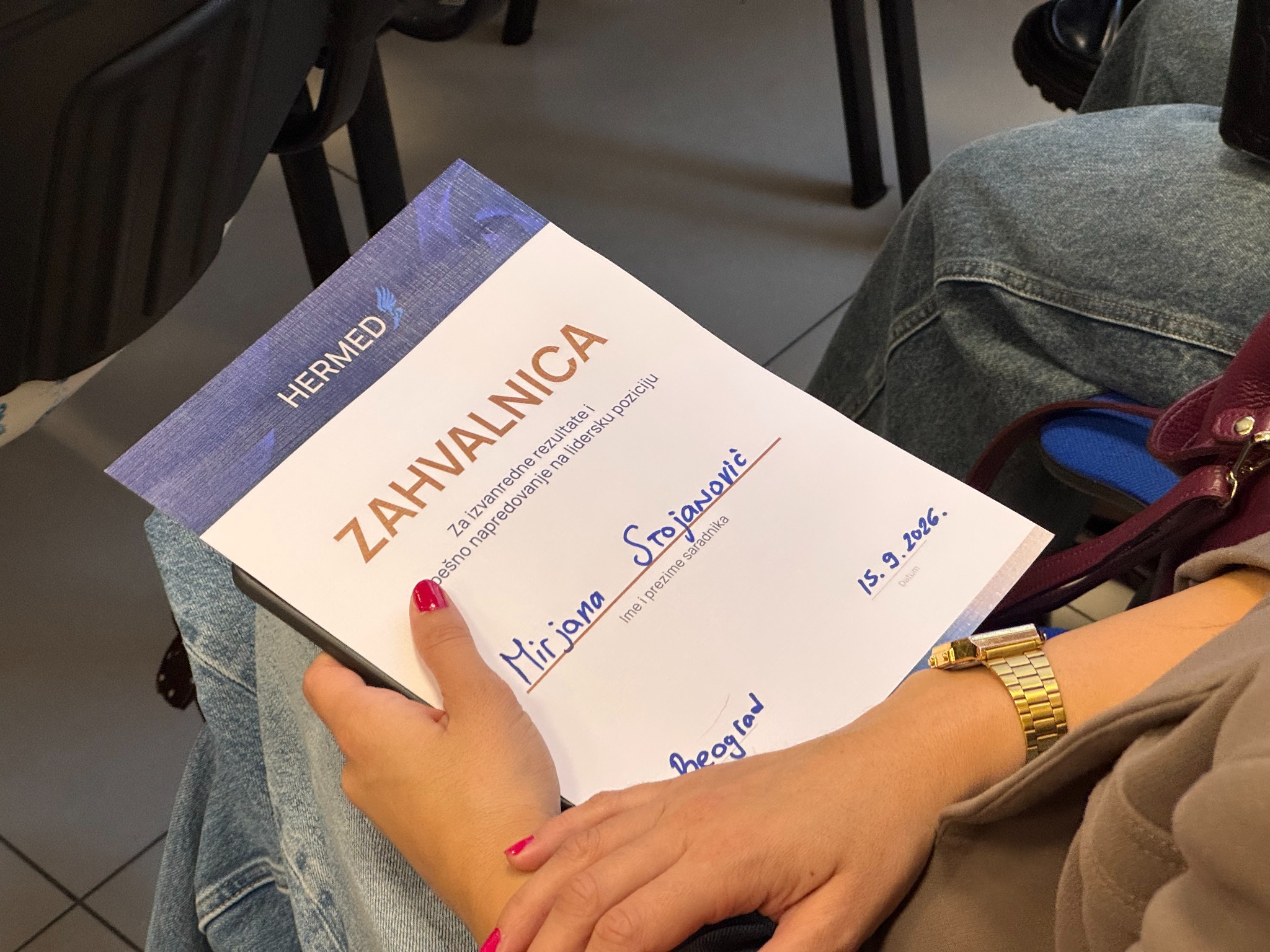 Zahvalnica za posvećenost